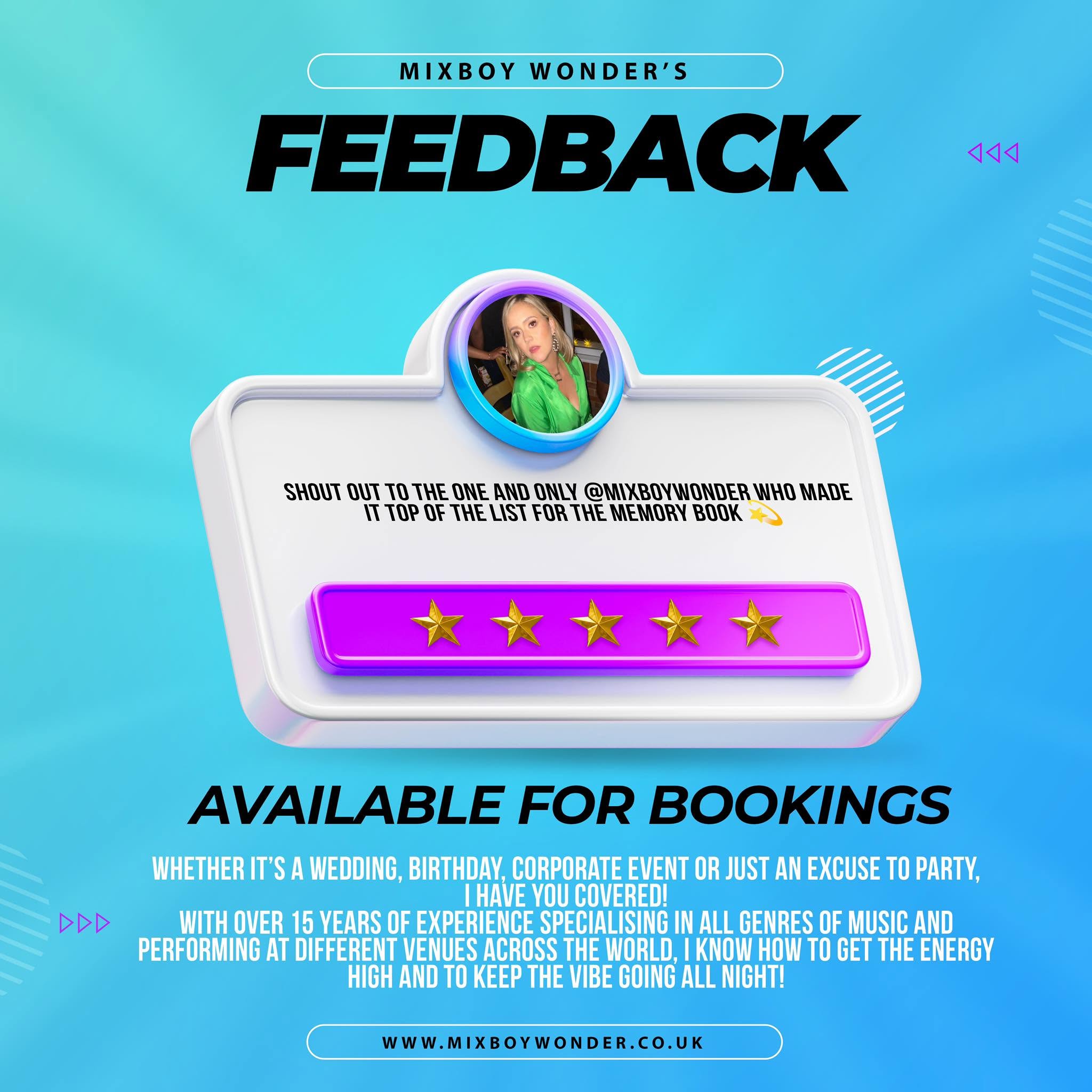Five-star party feedback